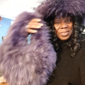 Plush Purple Faux Fur Hooded Scarf